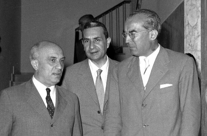 Luigi Gui con Aldo Moro e Amintore Fanfani